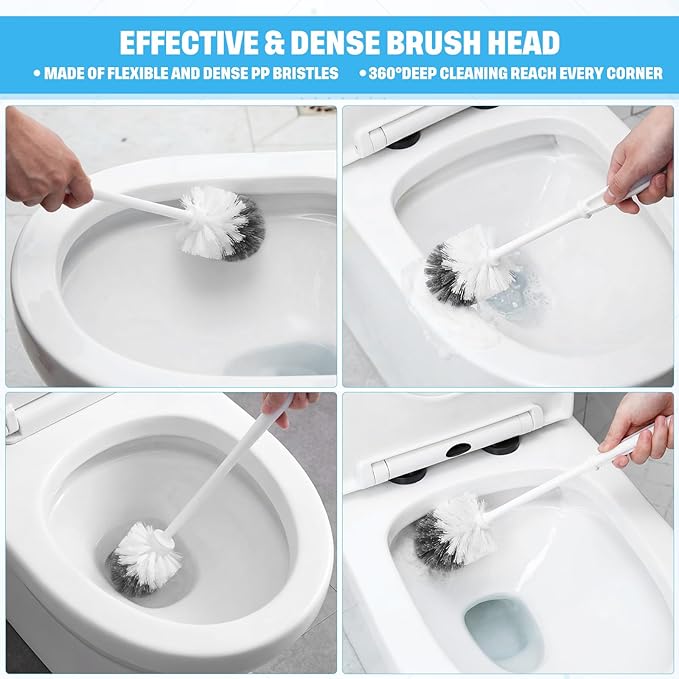 Reallnaive 24 Pack Toilet Brush Bulk, Commercial Heavy Duty Professional Toilet Bowl Cleaning Brush for Bathroom, Restroom Maintenance Cleaning Supplies (15 Inch,White)