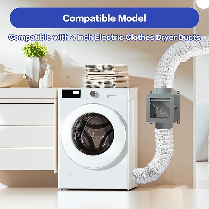 Dryer Duct Lint Trap,Inline Dryer Lint Trap Box,lint trap for Dryer Vent for Electric Clothes Dryers with 4inch 8FT Dryer Vent Hose, 2 Clamps, 2 Metal Filter Screens