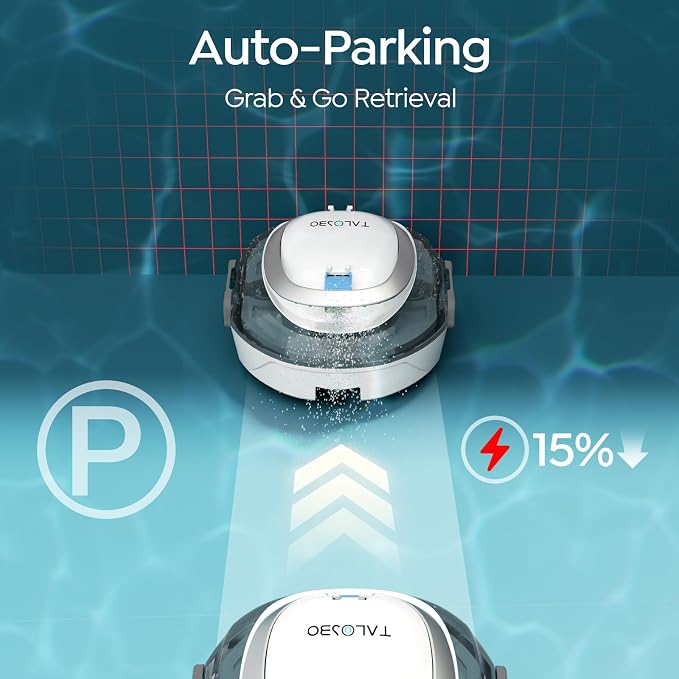 Robotic Pool Cleaner Cordless Automatic Pool Vacuum for Above Ground Pools, Sky Blue