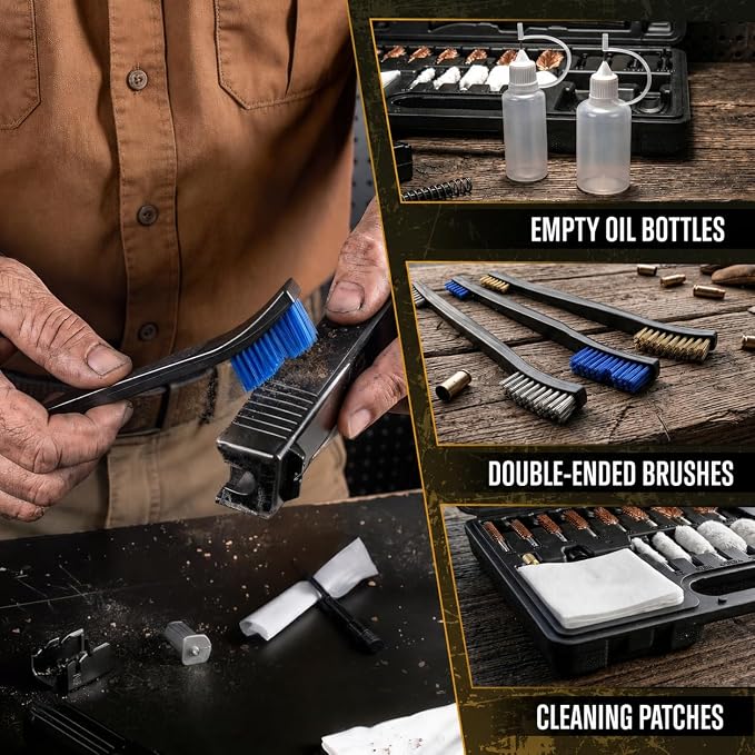GLORYFIRE Gun Cleaning Kit Universal for Guns, Gun Brushes for Pistol, Handgun, Shotgun, Elite Brass Rods and Wire Rope, Hunting Gear Gun Accessories for Men