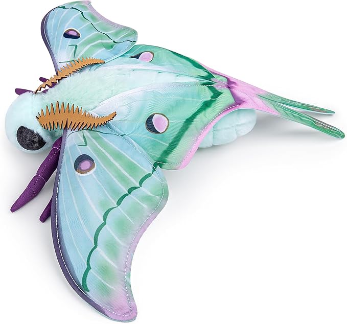 Luna Moth Plush Toy, Lifelike Luna Moth Stuffed Animals 11in, Realistic Soft Big Moth Plushie Model Toy, Unique Plush Gift Collection for Kids
