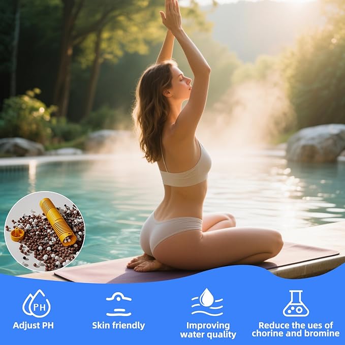 vibement Spa Mineral Sticks for Hot Tub, Hot Tub Mineral Stick Filter Cartridge, with 4 Months Lifetime Universal for Pool and Hot Tub to Keep Water Clear(4pcs, Yellow)