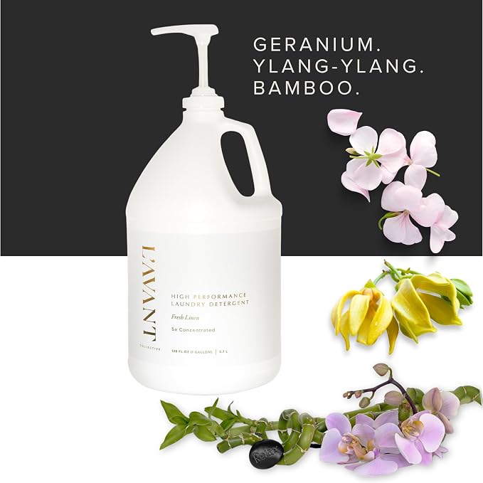 L'AVANT Collective Luxury Laundry Detergent | Bulk 1 Gallon | Fresh Linen | Natural Non-Toxic Liquid Laundry Soap with Enzymes | Plant-Based, 5x Concentrated, HE Compatible | 128 oz
