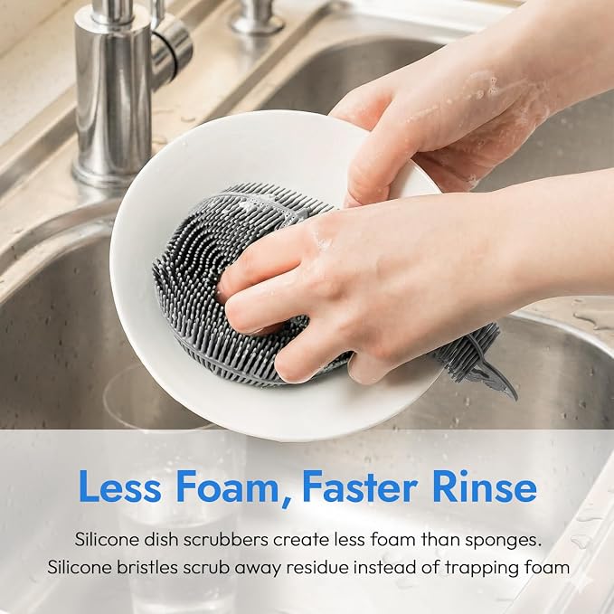 carrotez 2 Pack Silicone Dish Scrubbers, Scratch-Free Kitchen Sponge