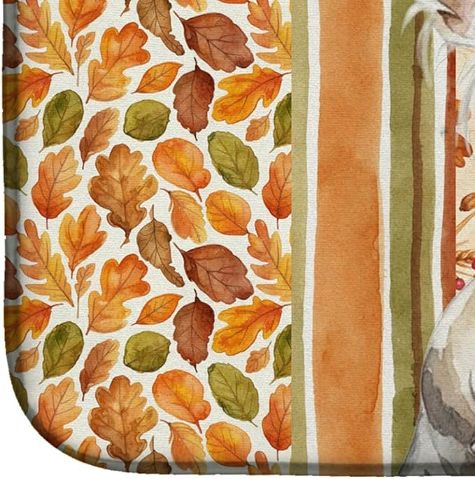 Caroline's Treasures Hairless Mottled Pattern Chinese Crested Heirloom Fall Dish Drying Mat Absorbent Dish Drying Mat Pad for Kitchen Counter Dish Drainer Mat for Countertop, 14 x 21", Multicolor
