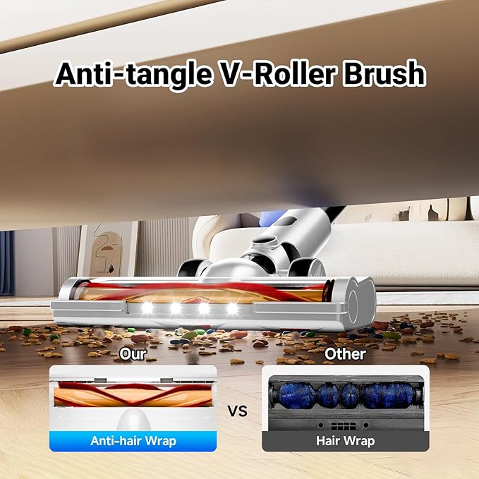 BSNAW Cordless Vacuum Cleaner, 8-in-1 Lightweight Stick Vacuum 45Min Runtime, Anti-Tangle Vacuum with Rechargeable Battery for Hardwood Floors, Carpet, Pet Hair, Under Furniture Cleaning, N5