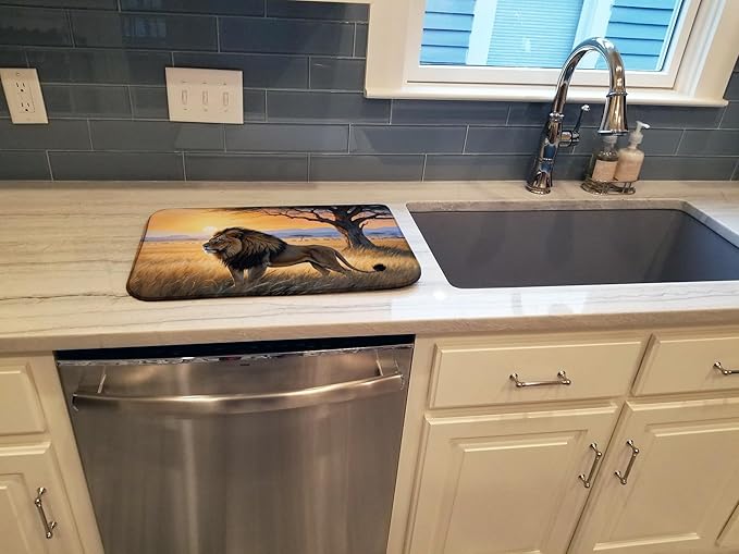 Caroline's Treasures Lions at Dawn Dish Drying Mat Absorbent Dish Drying Mat Pad for Kitchen Counter Dish Drainer Mat for Countertop, 14 x 21", Multicolor