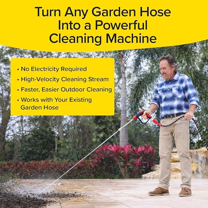 Pocket Hose Arrow, AS SEEN ON TV, Customizable Spray Nozzle from Powerful Jet Stream Cleaning to Gentle Garden Watering, Flow Force Tech, 4 Precision Tips, Rust-Resistant, Non-Slip Grip, Car Wash