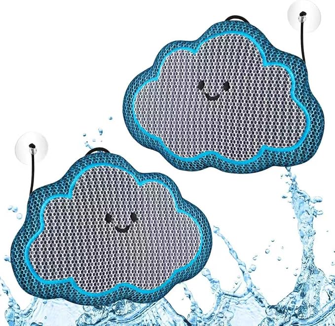 Ray Hot Tub Scum Absorber - Reusable Stingray Floating Spa Sponge & Oil Remover with Optional Tether - Washable Devilfish Oil Absorbing Sponge for Jacuzzi, Pool, and Bath (Cloud 2 Pack)
