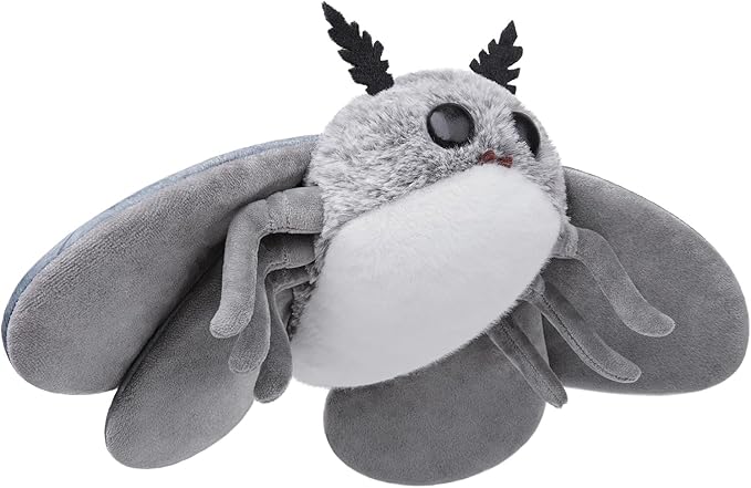 Cute Moth Plush Toy, White Moth Stuffed Animals 11in, Handmade Big Mothman Insect Plushie Model Toy, Unique Plush Gift Collection for Kids
