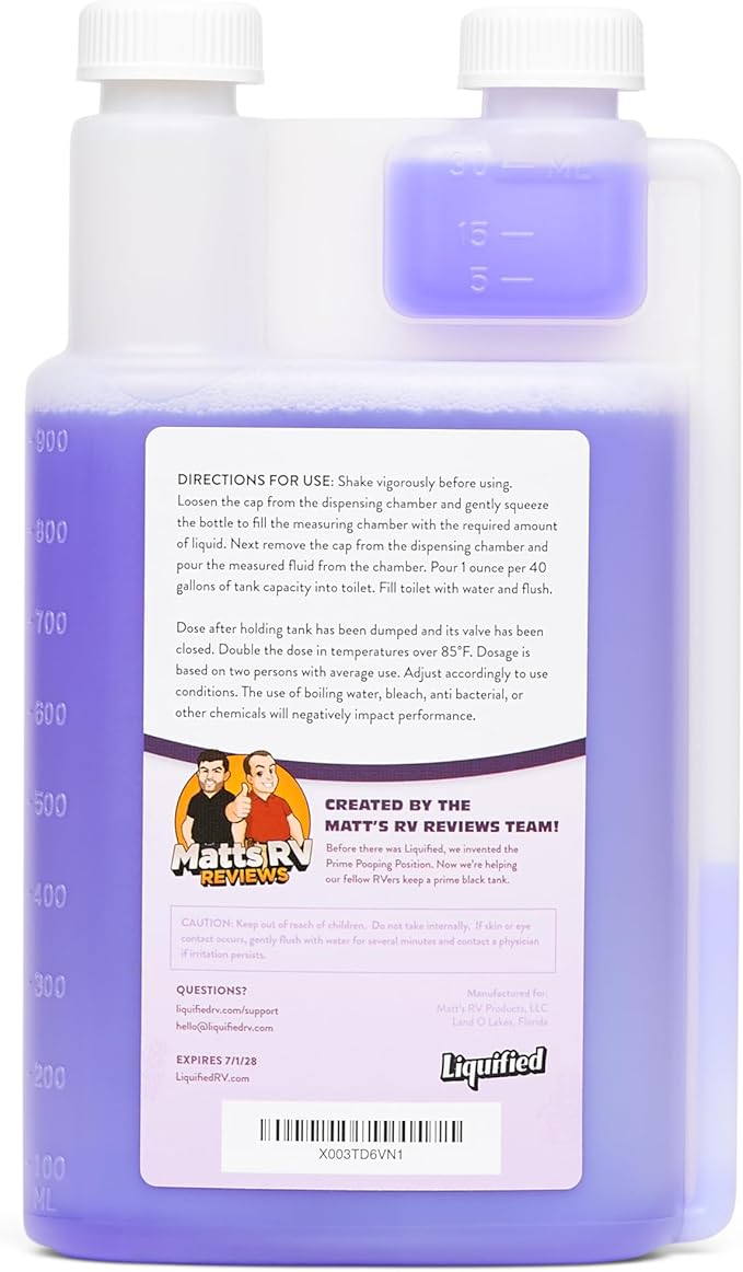 Liquified RV Toilet Treatment - Black Holding Tank Digester - Odor Eliminator - Lavender Scent - Matts RV Reviews (Lavender, 32oz)