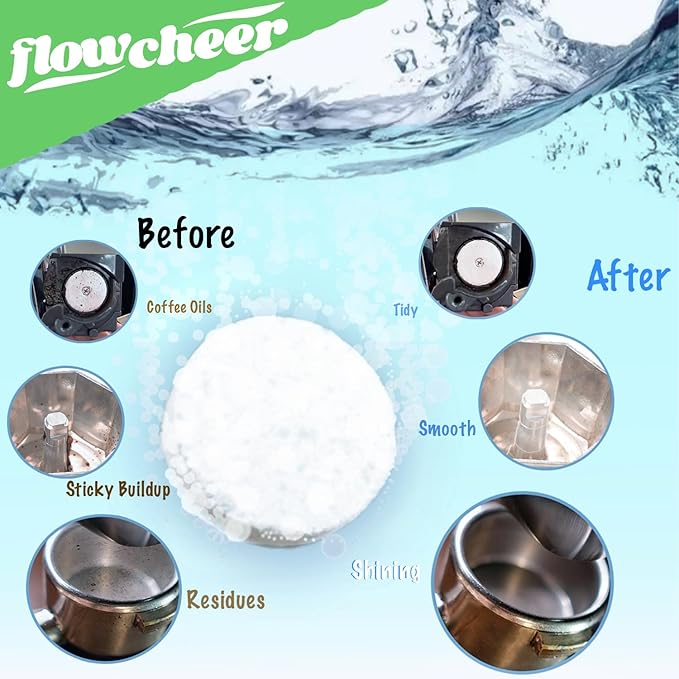 flowcheer Ice Maker Cleaner Tablets, Cleaning and Descaler for Countertop and Home Ice Machines&Coffee Maker Cleaner&Descaler Tablets(12-Pack)