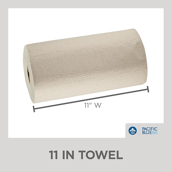 Georgia-Pacific Pacific Blue Basic 2-Ply Recycled Perforated Paper Roll Towel (Previously Branded Envision) By GP PRO (Georgia-Pacific), Brown, 28290, 250 Sheets Per Roll, 12 Rolls Per Case