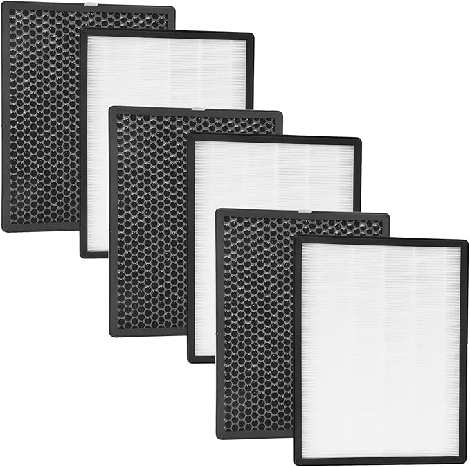3 Sets H13 True HEPA Replacement Filter, Compatible with Alexapure Breeze AP-B102 and 3049, including 3 HEPA Filters and 3 Activated Carbon Filters