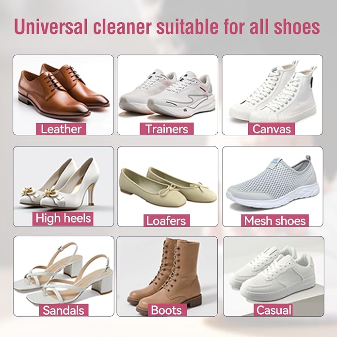 Shoes Cleaner Foam Spray with Built-in Brush – No-Water Sneaker Cleaning Kit for Students – Portable White Shoe Cleaner for School, Dorm & Travel, 7oz× 2pack, More Than Just for Cleaning Shoes