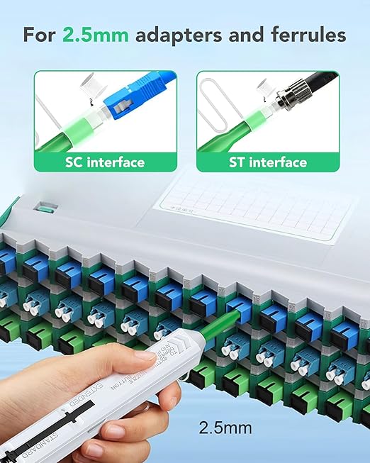 3PCS One Click Fiber Cleaner Pen, Fiber Optic Cleaning Pen, SC/FC/ST 2.5mm Ferrule Connectors Fiber Cleaner Over 800 Times with Added Protection Case