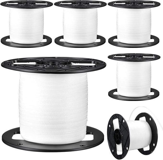 Qualirey 4 Pcs Sticky Fly Tape Roll 1000 ft Fly Ribbon Line Kit Housefly Reel Hanging Sticky Tape Trap Disposable Bug Strip for Barns Home Indoor Outdoor, Non-Toxic (White)