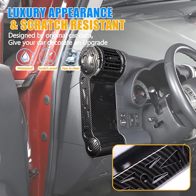 ABS Car Dashboard Side Air Outlet Frame Decorative Panel for Toyota FJ Cruiser (XJ10) 2007-2022 A/C Air Vent Kit Interior Accessories (ABS Carbon fiber)