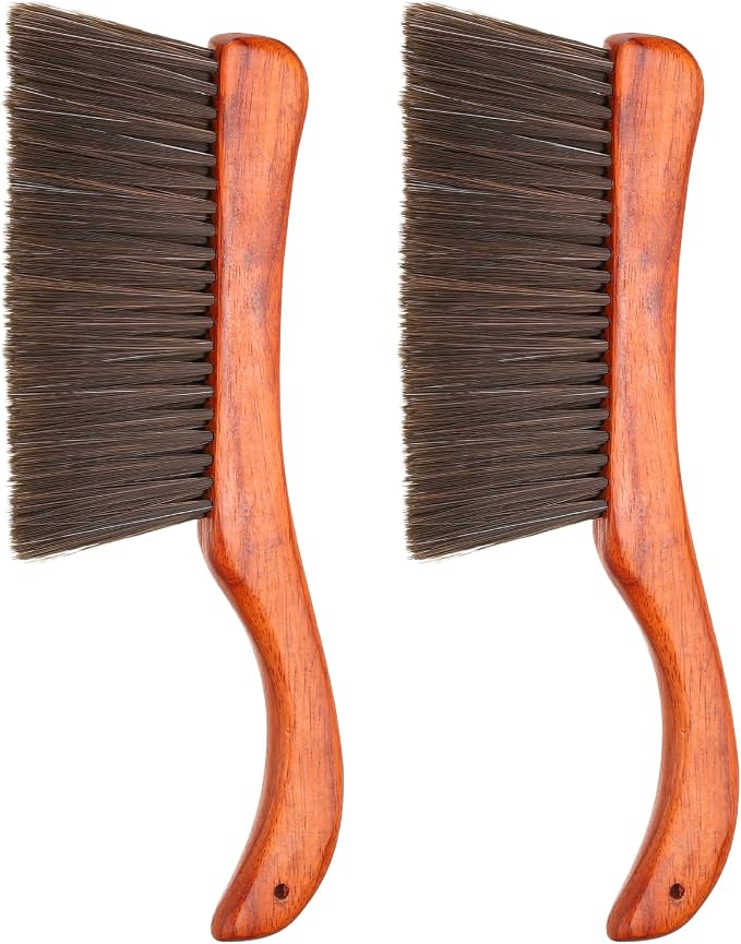 HARFINGTON 2 PCS Hand Broom Brush 13" Soft Bristles Dusting Brush Cleaning Duster with Curved Handle and Three Rows of Bristles for Car Bed Counter Sofa Furniture Clothes, Red