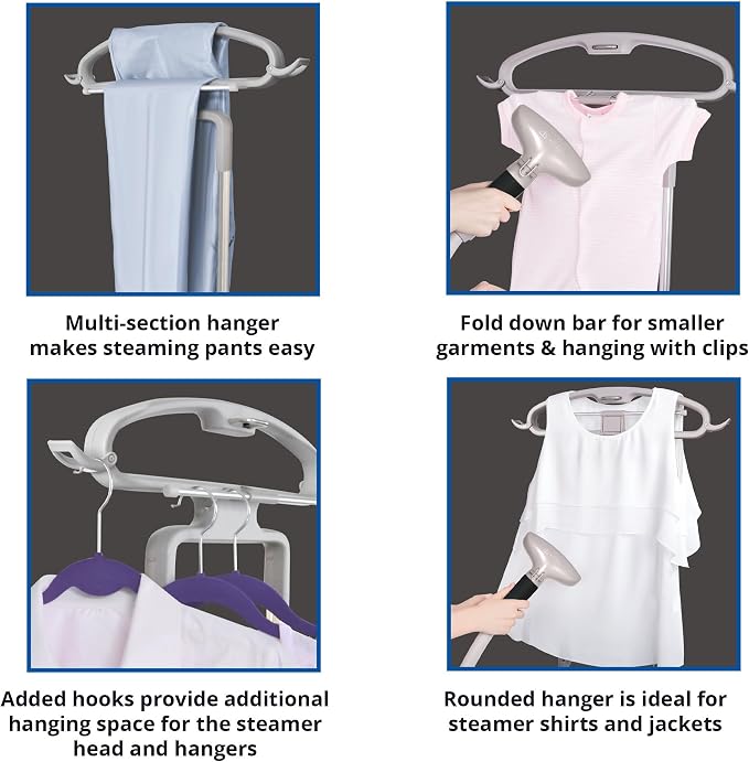 SALAV Professional Standing Garment Steamer with Retractable Power Cord, Foot Pedal Control