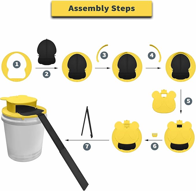2 Packs Mouse Trap Bucket,Automatic Reset Flip Mouse Traps, Humane Rat Traps Indoor &Outdoor Use,5 Gallon Bucket Compatible,Reusable Mice Catching Tool (2 Packs, Yellow)