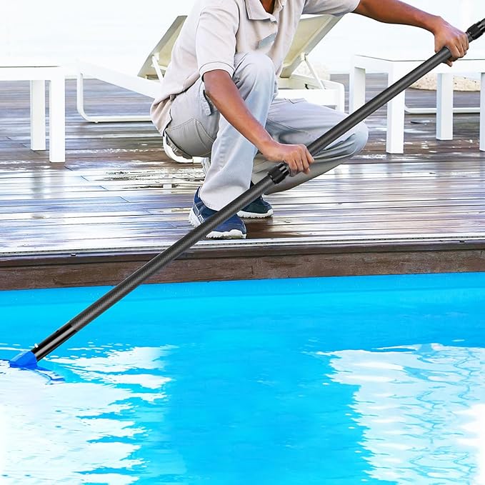 Carbon Fiber Pool Pole - Professional 12 Foot Telescopic Pool Cleaning Pole, Pool Skimmer Net Pole, Telescoping Swimming Pool Poles Heavy Duty 12FT