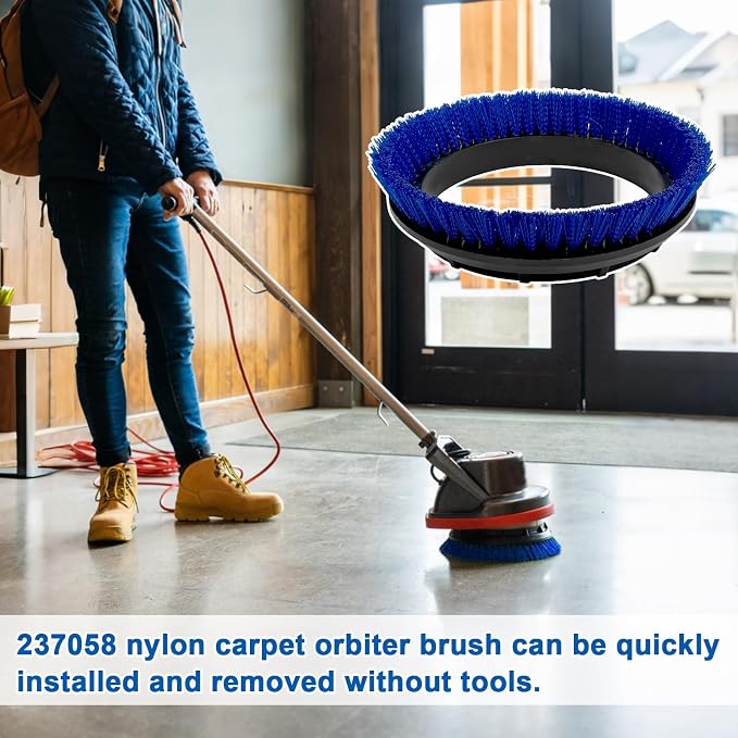 Commercial 237058 Nylon Carpet Polypropylene Scrub Orbiter Brush, 12" Diameter, for ORB550MC Orbiter Floor Machine, Blue