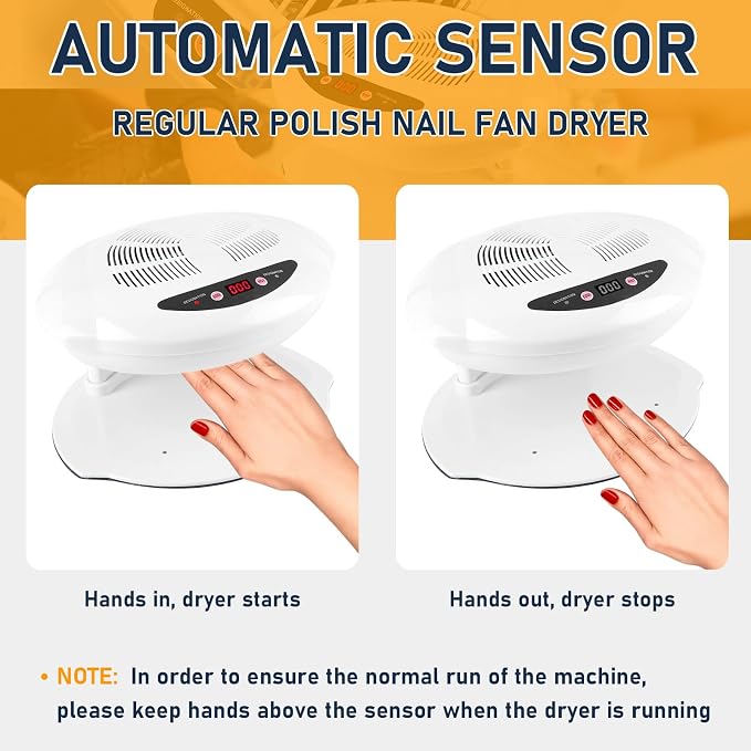 Nail Dryer for Regular Polish, 400W Large Nail Dryer Fan | Quick Dry, Large Air Flow, Auto Sensor, Professional Nail Drying Fan with Hot and Cool Air, for Salon and Home Use