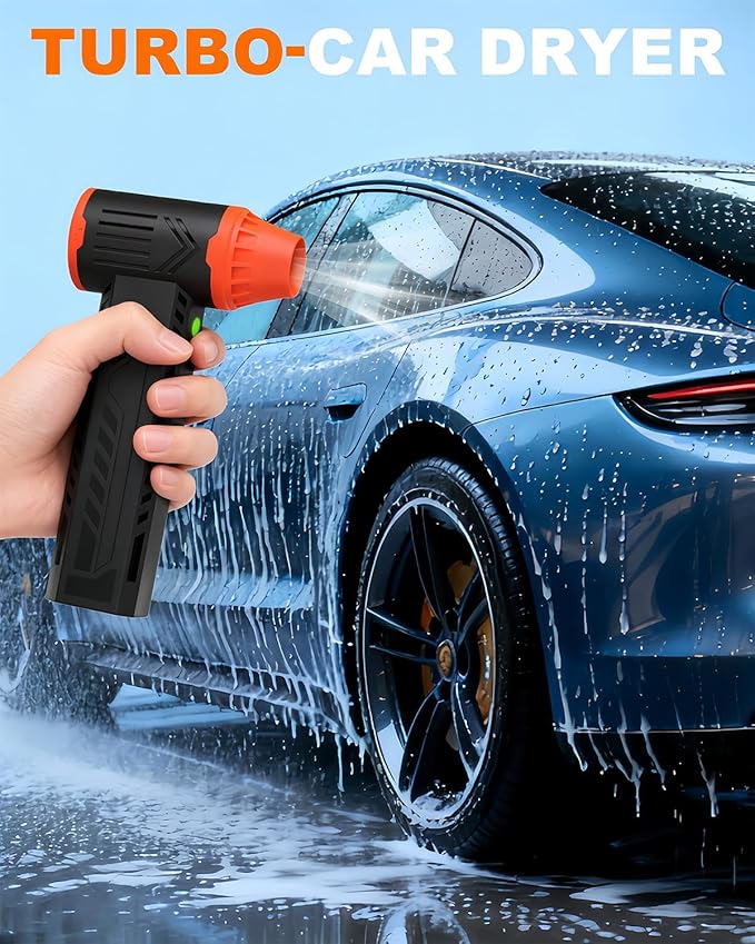 Tool-grade Electric Air Duster, Rechargeable Handheld Blower with 180,000 Super Power Brushless Motor, 2-in-1 Blow & Vacuum Cleaner, Cordless Leaf Blower for Car Drying, Home, Patio Cleaning (Black)