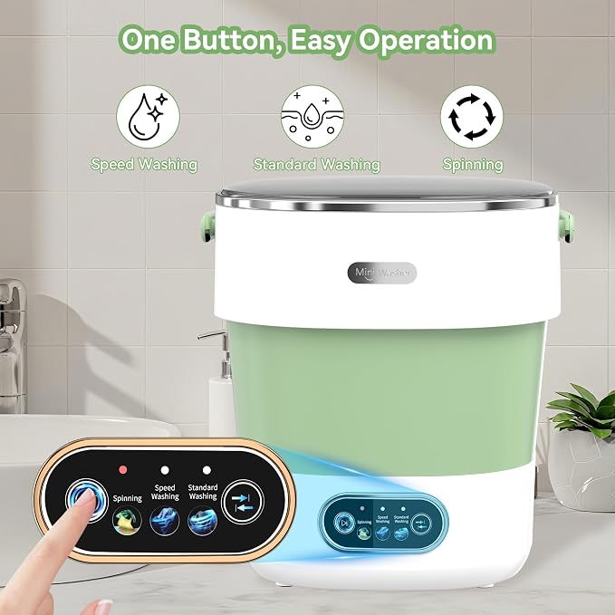 JUJOJB Portable Foldable Mini Washing Machine for Delicates & Small Loads | Portable 20L foldable washer with spin basket 3 wash modes. Ideal for baby clothes, underwear, dorms, RVs