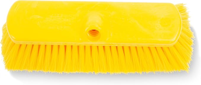 SPARTA 41278EC04 Flo-Thru Plastic Wall Scrub Brush, Equipment Brush With Soft Nylex Bristles For Industrial Kitchens, Hospitals, Commercial Cleaning, 4 Inches, Yellow
