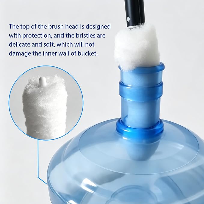 Telescopic Long Handle Bucket Brush,Up to 118cm,Thick Aluminum Alloy Extra Long Handle,Gallon Bucket Brush for Cleaning Dead Corners,Bendable Nylon Brush Head for Cleaning Bucket Opening>3.5cm (S1)
