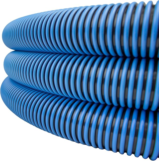 Heavy-Duty Manual Pool Vacuum Hose, 50 Ft x 1-1/2”, Kink-Free Swivel Cuff, Professional Grade Spiral-Wound Design, UV & Chemical Resistant for Inground & Above Ground Pools, Made in USA