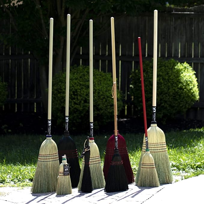LaPrima Shops Authentic Amish Hand Made All Broomcorn Broom, Long Handle Small Broom Head (48-Inch/Parlor)