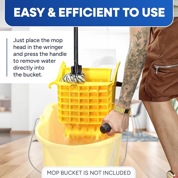 Plastic Prince Mop Wringer Only Side Press Wringer Replacement for Plastic Prince 26-Quart or 35 Quart Commercial Mop Bucket on Wheels, Yellow