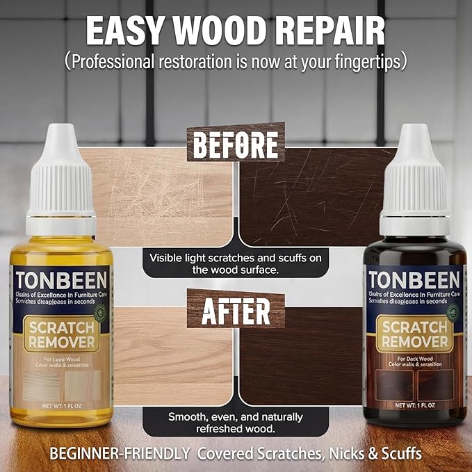 Wood Furniture & Floor Scratch Remover Repair Kit,12 PCS Professional Hardwood Furniture Cleaner Restore Care Set - Eraser Scratch, Covers Nicks, Scuffs & Dogs, Cats Scratches, Marks & Minor Defects