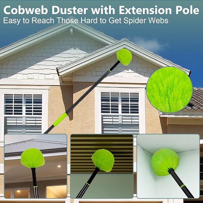 CALBEAU 8 Foot Dusters for Cleaning, Duster with Extension Pole, Microfiber Feather Duster Used for Cleaning Ceiling Fan, High Window, Blinds, Shutters, Sofa, Cobweb Duster for Home (14 PCS)