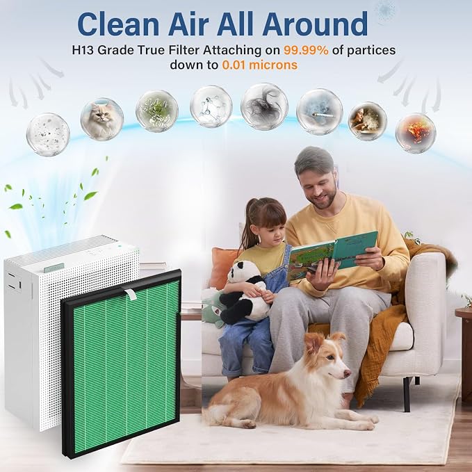 2 Sets 150 Filter Replacement for Coway Airmega 150 160 150(W) 160(K) Air Purifier, 2 Green True HEPA and 4 Active Carbon Filter, AP-1019C-FP Filter