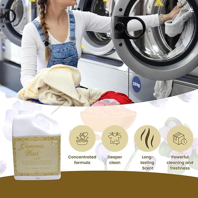 Worldwide Nutrition Bundle: Tyler Candle Company Glamorous Wash Icon Scent Laundry Liquid Detergent - Luxury Liquid Laundry Detergent - 3.78L (1Gal) Container and Multi-Purpose Key Chain