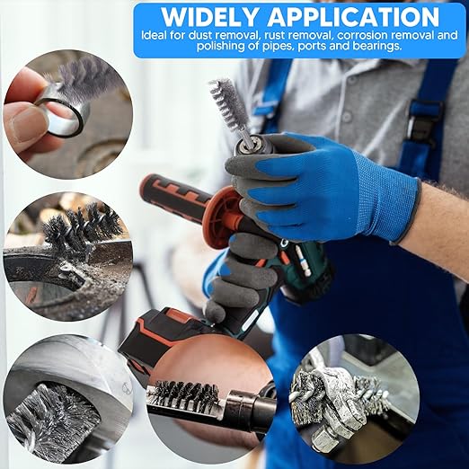 20pcs Drill Brush Attachments for Cleaning, Wire Brush for Drill, Drill Wire Brush, Stainless-Steel Bore Brush with Handle 1/4 Inch Hex Shank, for Drill Attachment, Tube Cleaning Rust