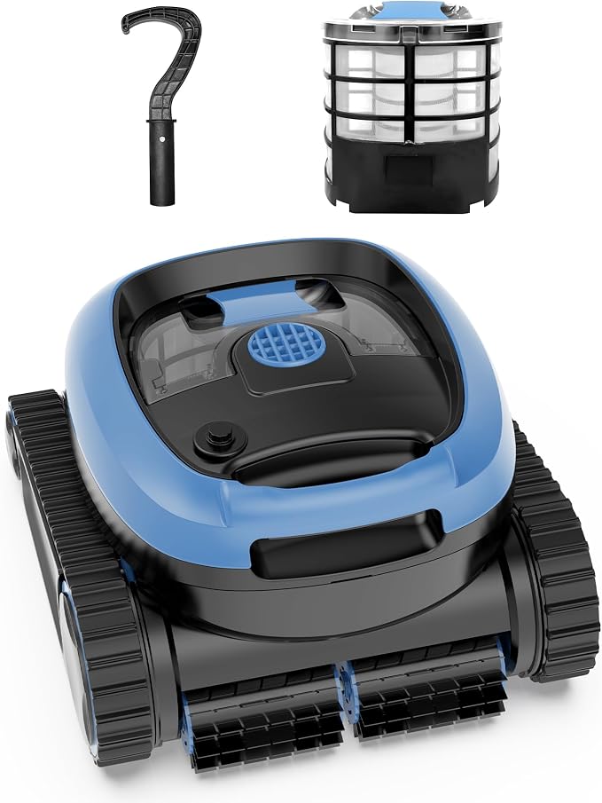 Robotic Pool Vacuum, 3-in-1 Cordless Pool Cleaner for Inground & Above Ground Pools, Wall & Waterline Cleaning, Smart Navigation, Self-Parking