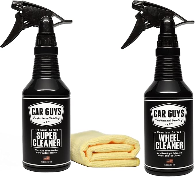CAR GUYS Car Cleaning Supplies | Wheel Cleaner 18 Oz & Super Cleaner 18 Oz