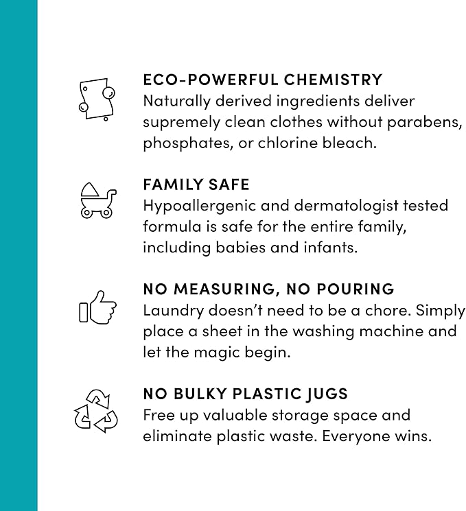 Clean Revolution Laundry Detergent Sheets, 50 Sheets, 100 Loads of Laundry, Fresh Linen, Septic Safe, Dissolves Completely, USA Produced and Inspected