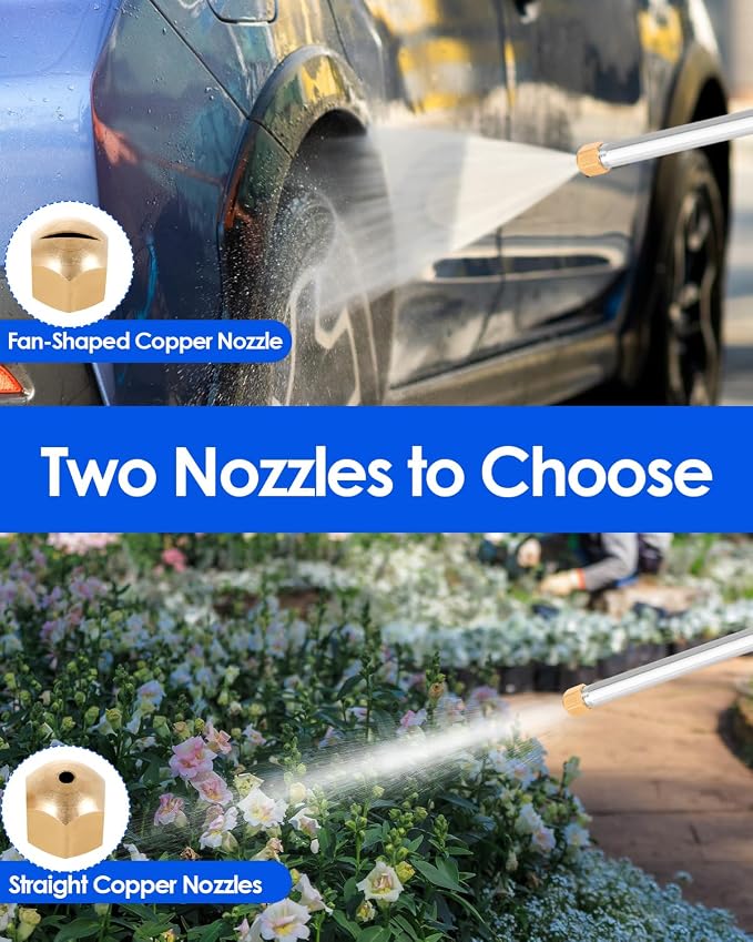 Upgraded Jet Nozzle for Garden Hose 2-in-1 Jet Nozzle High Pressure Hose Nozzle with 2 Different Nozzles and Hose Quick Connectors for Car Pet Garden Cleaning