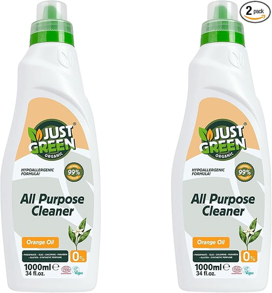 All Purpose Cleaner Spray, Plant-Based Multi-Surface Cleaner, Non-Toxic, Hypoallergenic, EcoCert Certified, Vegan, 33.8 fl oz (1000 ml) - 2 Pack