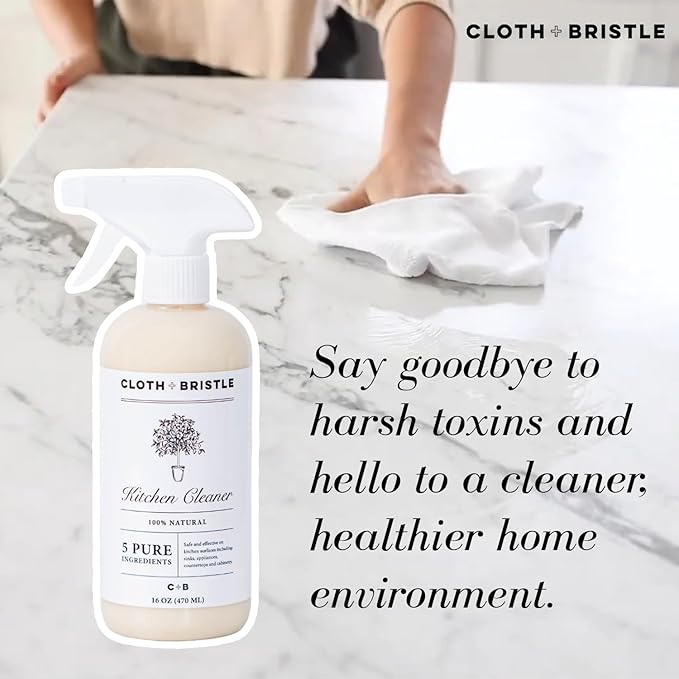 CLOTH & BRISTLE Lemon Fresh Citrus Kitchen Cleaner, All-Purpose Degreaser, Disinfectant Spray, Grease-Cutting Surface Cleaner with Lemon Scent
