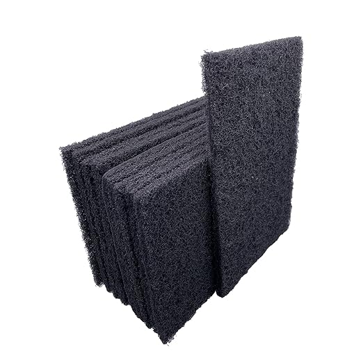 VSM 10-Pack: 6" x 9", Black - Medium, Non-Woven Hand Pad, Silicon Carbide Grains, Rust and Oxidation Resistant, Multipurpose Abrasive Scrub Pad for Finishing and Cleaning