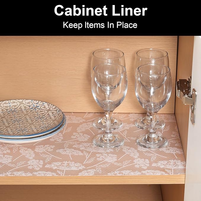 Cooyes Shelf Liners for Kitchen Cabinets, Waterproof and Oil-Proof Kitchen Cupboard Liner, Refrigerator Liners and Plastic Drawer Mats EVA Non Adhesive Shelves