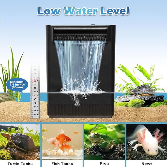 TARARIUM Turtle Tank Filter Aquarium Filter Power Adjustable 30-75 Gal. 290 GPH Large Internal Filter 3-Stage w/Replacement Media 4pcs Sponge Clip 1Pcs Ceramic Ball Plate Replacement for IX-120