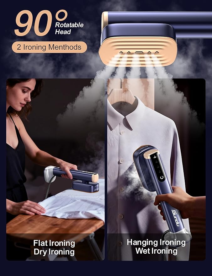 Sundu Travel Steamer for Clothes, Portable Handheld Garment Steamer, 15s Fast Heat-up, 2 Water Tanks (180 ml +100 ml), 25 Minutes of Continuous Ironing for Travel,Home Cerulean